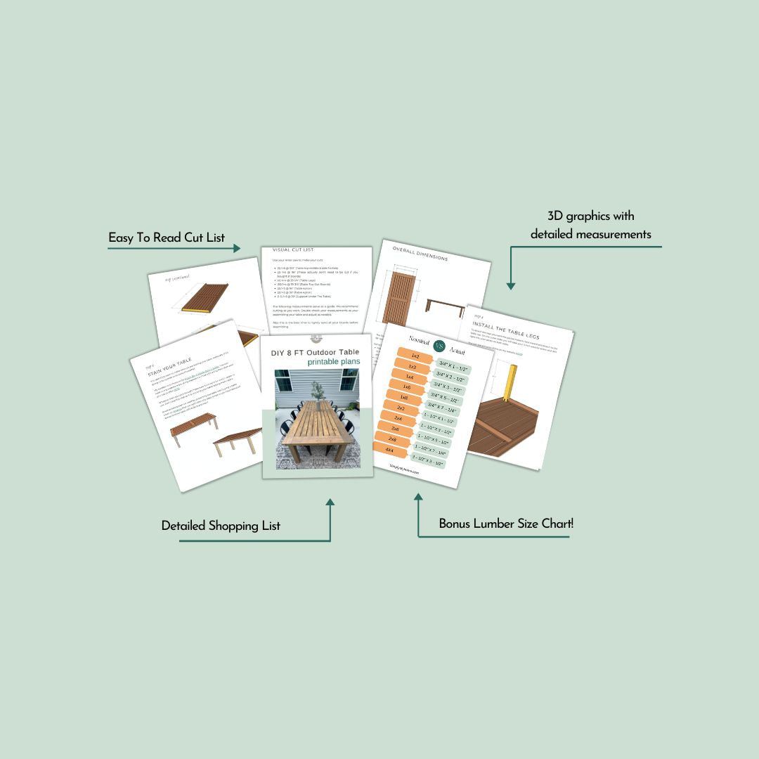 8 Foot Outdoor Table Printable Plans